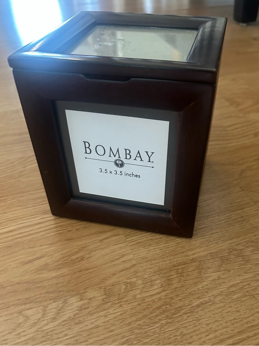 Bombay Brown Wood Photo Frame Cube with Glass Top